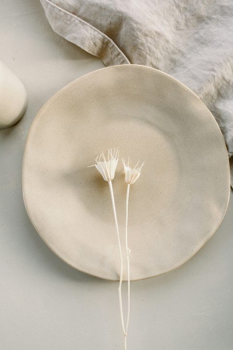 clay plate with two flowers